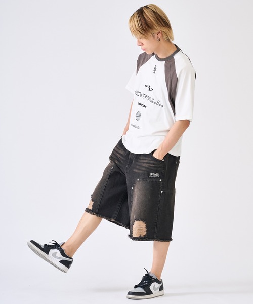 RE730（アールイーセブンサーティー）の「ダブルニーショートパンツ（デニムパンツ・メンズ・ネイビー/ブラック・X-LARGE/LARGE/MEDIUM）」の14枚目の写真