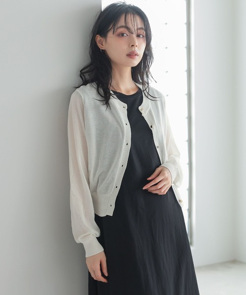 itto...(イット)の「【UVカット&接触冷感】リネンタッチシアーニットカーディガン(カーディガン/ボレロ・レディース・ネイビー/レッド/ブラック/グレー/オフホワイト・M)」の11枚目の写真
