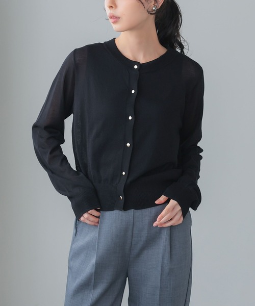 itto...(イット)の「【UVカット&接触冷感】リネンタッチシアーニットカーディガン(カーディガン/ボレロ・レディース・ネイビー/レッド/ブラック/グレー/オフホワイト・M)」の18枚目の写真