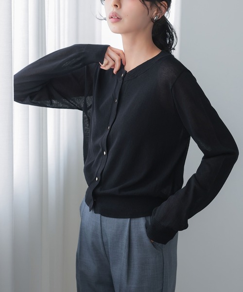 itto...(イット)の「【UVカット&接触冷感】リネンタッチシアーニットカーディガン(カーディガン/ボレロ・レディース・ネイビー/レッド/ブラック/グレー/オフホワイト・M)」の19枚目の写真
