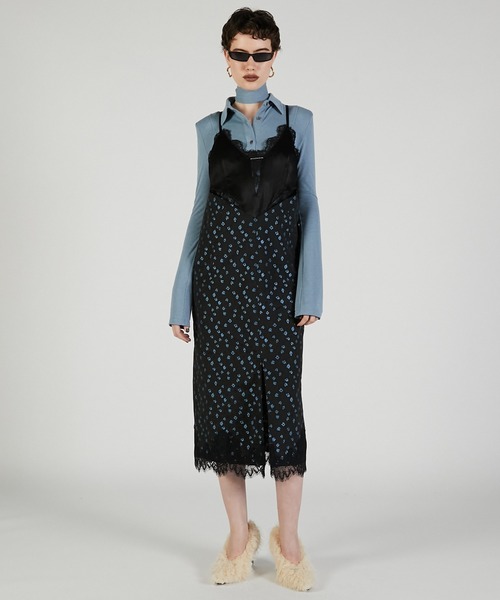 PRANK PROJECT キャミワンピース ブラウン ブラック PRANK PROJECT｜メッシュコンビキャミワンピース / Mesh Combi