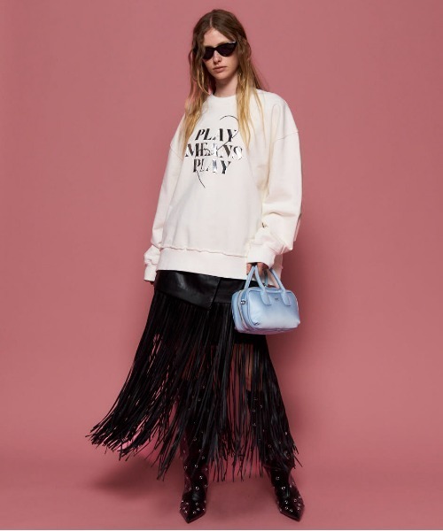 25AW PRE-ORDER】Vegan Leather Fringe Wrap Skirt/ヴィーガン