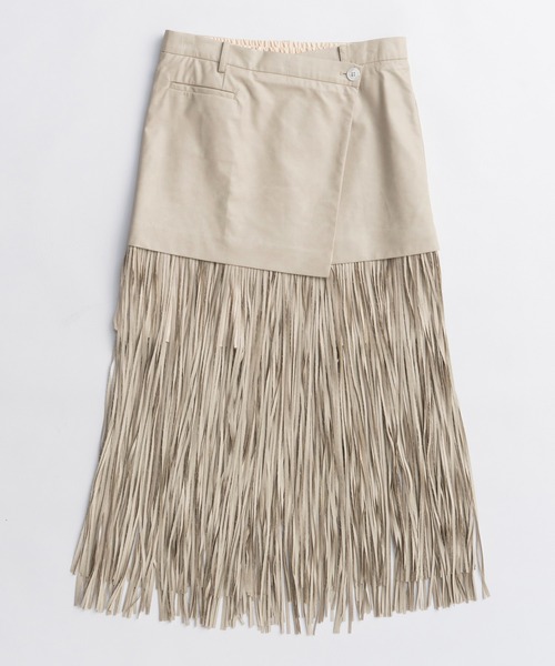 MAISON SPECIAL ヴィーガンスウェードフリンジブルゾン 25AW PRE-ORDER】Vegan Leather Fringe Wrap Skirt/ヴィーガン