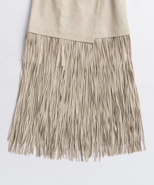MAISON SPECIAL(メゾンスペシャル)の「Vegan Leather Fringe Wrap Skirt/ヴィーガンレザーフリンジラップスカート(スカート・レディース・ホワイト/ライム/ブラック・36/38)」の17枚目の写真