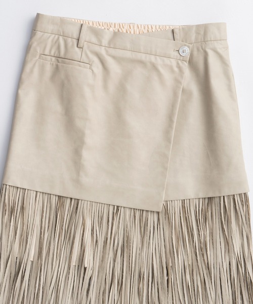 MAISON SPECIAL(メゾンスペシャル)の「Vegan Leather Fringe Wrap Skirt/ヴィーガンレザーフリンジラップスカート(スカート・レディース・ホワイト/ライム/ブラック・36/38)」の15枚目の写真