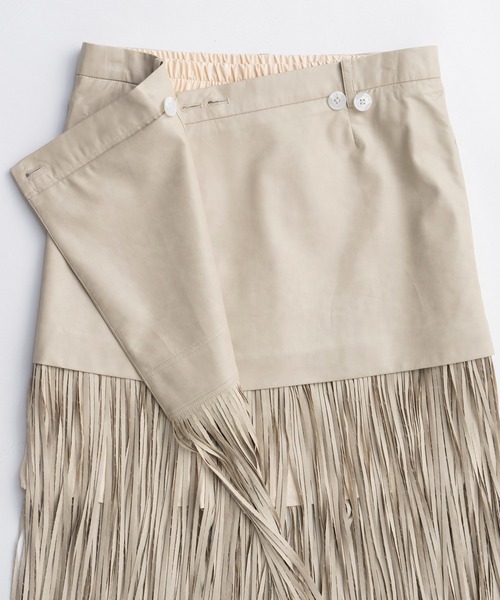 Vegan Leather Fringe Wrap Skirt/ヴィーガンレザーフリンジラップ
