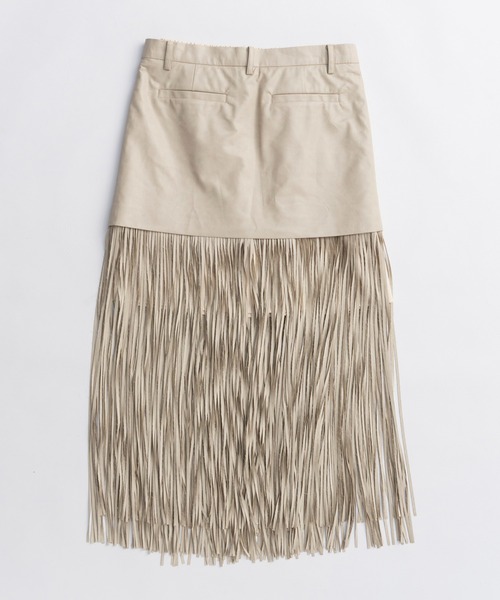 25AW PRE-ORDER】Vegan Leather Fringe Wrap Skirt/ヴィーガン