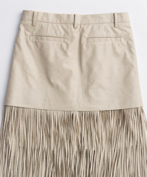 MAISON SPECIAL(メゾンスペシャル)の「Vegan Leather Fringe Wrap Skirt/ヴィーガンレザーフリンジラップスカート(スカート・レディース・ホワイト/ライム/ブラック・36/38)」の19枚目の写真