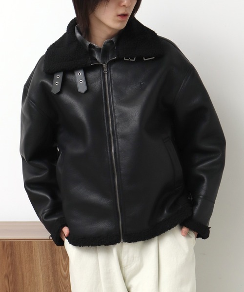 U.S. POLO ASSN.(ユーエスポロアッスン)の「【U.S. POLO ASSN./ユーエスポロアッスン】 B3 ムートン ジャケット(ブルゾン・メンズ・ブラック/ブラウン・S/M/XL/L)」の10枚目の写真
