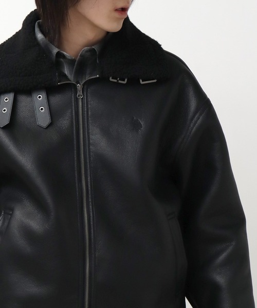 U.S. POLO ASSN.(ユーエスポロアッスン)の「【U.S. POLO ASSN./ユーエスポロアッスン】 B3 ムートン ジャケット(ブルゾン・メンズ・ブラック/ブラウン・S/M/XL/L)」の8枚目の写真