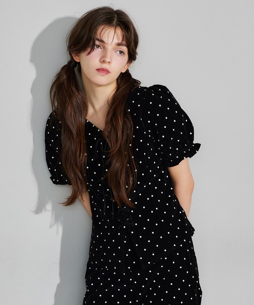 Seemi. byNICECLAUP（ シーミーバイナイスクラップ）の「【Seemi.】ベロアドットパンツ（その他パンツ・レディース・ブラック系その他/ホワイト系その他・SMALL/MEDIUM）」の12枚目の写真