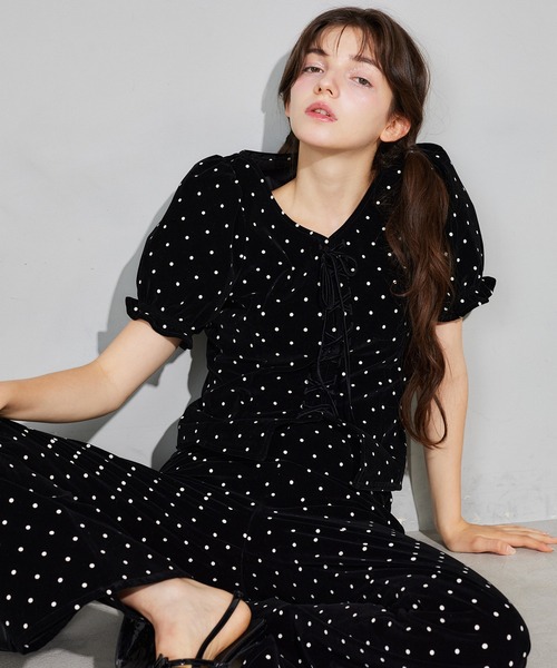 Seemi. byNICECLAUP（ シーミーバイナイスクラップ）の「【Seemi.】ベロアドットパンツ（その他パンツ・レディース・ブラック系その他/ホワイト系その他・SMALL/MEDIUM）」の15枚目の写真