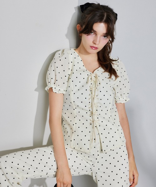 Seemi. byNICECLAUP（ シーミーバイナイスクラップ）の「【Seemi.】ベロアドットパンツ（その他パンツ・レディース・ブラック系その他/ホワイト系その他・SMALL/MEDIUM）」の8枚目の写真