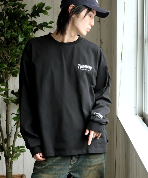 THRASHER(スラッシャー)の「【THRASHER/スラッシャー】ワンポイント刺繍ロゴ ロングスリーブTシャツ(Tシャツ/カットソー・メンズ・ブラック/アッシュグレー/ダークパープル/ホワイト・M/L/XL)」の2枚目の写真