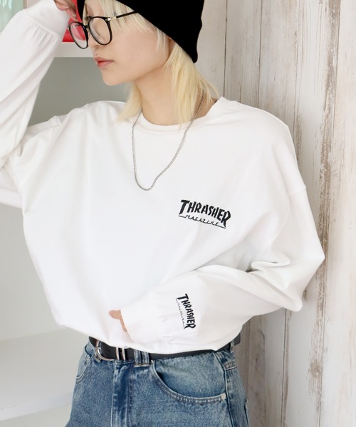 THRASHER(スラッシャー)の「【THRASHER/スラッシャー】ワンポイント刺繍ロゴ ロングスリーブTシャツ(Tシャツ/カットソー・メンズ・ブラック/アッシュグレー/ダークパープル/ホワイト・M/L/XL)」の10枚目の写真