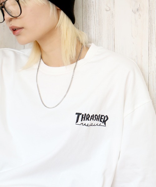THRASHER(スラッシャー)の「【THRASHER/スラッシャー】ワンポイント刺繍ロゴ ロングスリーブTシャツ(Tシャツ/カットソー・メンズ・ブラック/アッシュグレー/ダークパープル/ホワイト・M/L/XL)」の12枚目の写真