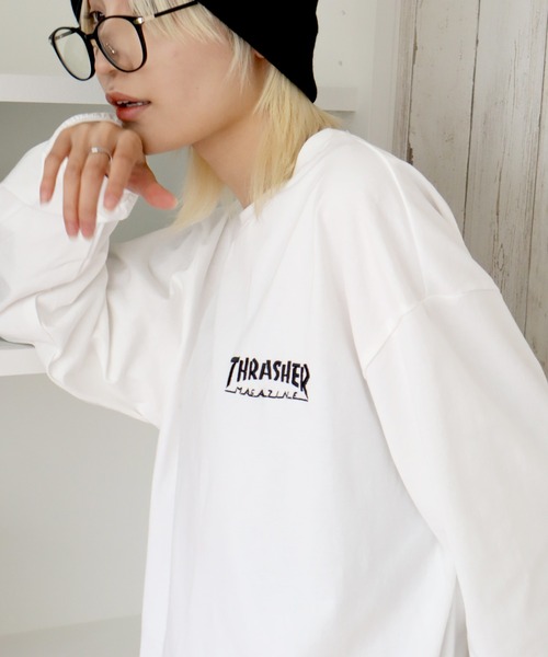 THRASHER(スラッシャー)の「【THRASHER/スラッシャー】ワンポイント刺繍ロゴ ロングスリーブTシャツ(Tシャツ/カットソー・メンズ・ブラック/アッシュグレー/ダークパープル/ホワイト・M/L/XL)」の13枚目の写真