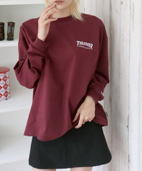 THRASHER(スラッシャー)の「【THRASHER/スラッシャー】ワンポイント刺繍ロゴ ロングスリーブTシャツ(Tシャツ/カットソー・メンズ・ブラック/アッシュグレー/ダークパープル/ホワイト・M/L/XL)」の20枚目の写真