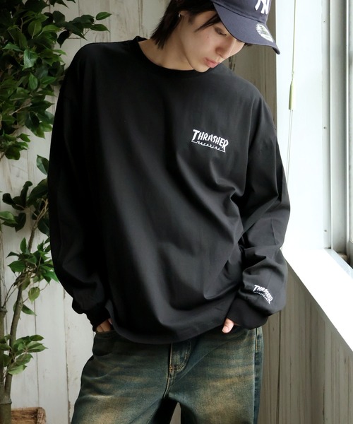 THRASHER(スラッシャー)の「【THRASHER/スラッシャー】ワンポイント刺繍ロゴ ロングスリーブTシャツ(Tシャツ/カットソー・メンズ・ブラック/アッシュグレー/ダークパープル/ホワイト・M/L/XL)」の16枚目の写真