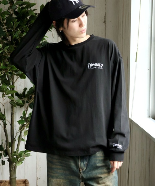 THRASHER(スラッシャー)の「【THRASHER/スラッシャー】ワンポイント刺繍ロゴ ロングスリーブTシャツ(Tシャツ/カットソー・メンズ・ブラック/アッシュグレー/ダークパープル/ホワイト・M/L/XL)」の17枚目の写真