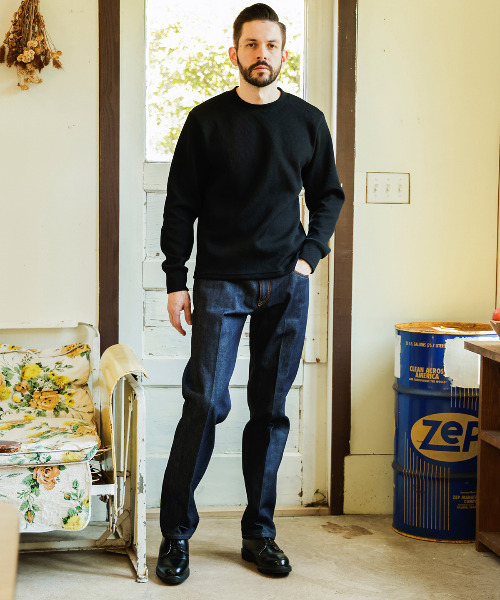 MR.OLIVE(ミスターオリーブ)の「MR.OLIVE ミスターオリーブ / AZE POLYESTER ELBOW PATCH SHIRT ローゲージニットエルボーパッチトップス / M253127(スウェット・メンズ・ブラック/グリーン・MEDIUM/LARGE)」の3枚目の写真