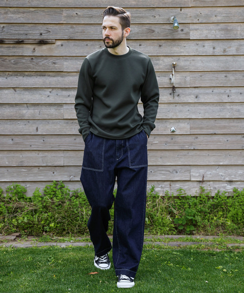 MR.OLIVE(ミスターオリーブ)の「MR.OLIVE ミスターオリーブ / AZE POLYESTER ELBOW PATCH SHIRT ローゲージニットエルボーパッチトップス / M253127(スウェット・メンズ・ブラック/グリーン・MEDIUM/LARGE)」の5枚目の写真