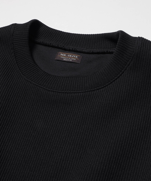 MR.OLIVE(ミスターオリーブ)の「MR.OLIVE ミスターオリーブ / AZE POLYESTER ELBOW PATCH SHIRT ローゲージニットエルボーパッチトップス / M253127(スウェット・メンズ・ブラック/グリーン・MEDIUM/LARGE)」の10枚目の写真