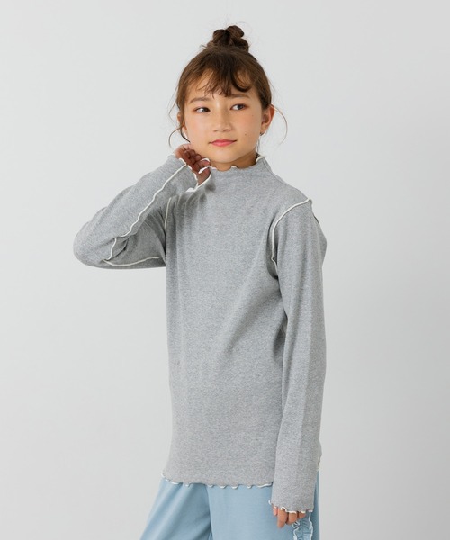 JAM & LINK（ジャムアンドリンク）の「配色メロウフリルリブカットソー（Tシャツ/カットソー・キッズ・ブラック/グレー/クリーム・100/110/120/130/140/150/160）」の2枚目の写真