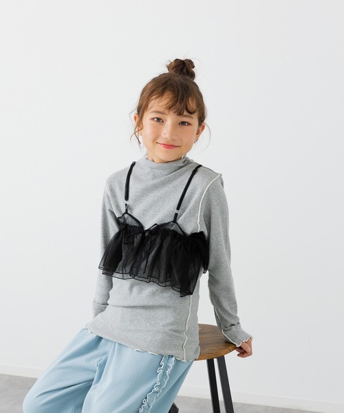 JAM & LINK（ジャムアンドリンク）の「配色メロウフリルリブカットソー（Tシャツ/カットソー・キッズ・ブラック/グレー/クリーム・100/110/120/130/140/150/160）」の22枚目の写真