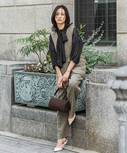 LAUTREAMONT（ロートレアモン）の「シアーブライト 2WAYボウタイブラウス≪手洗い可能≫（シャツ/ブラウス・レディース・ブラウン/イエロー/ブラック・9号）」の16枚目の写真