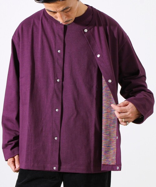 GLOSTER(グロスター)の「【春の人気作が復刻】【裏グラデーションシリーズ】天竺クルーカーディガン(カーディガン/ボレロ・メンズ・ホワイト/パープル/ブラック・S/M/L)」の3枚目の写真