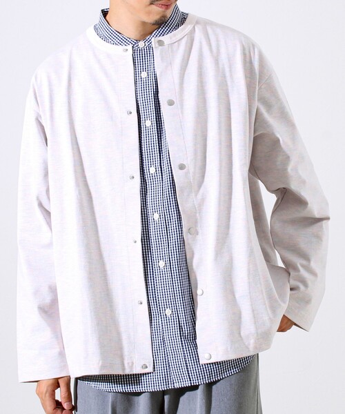 GLOSTER(グロスター)の「【春の人気作が復刻】【裏グラデーションシリーズ】天竺クルーカーディガン(カーディガン/ボレロ・メンズ・ホワイト/パープル/ブラック・S/M/L)」の2枚目の写真