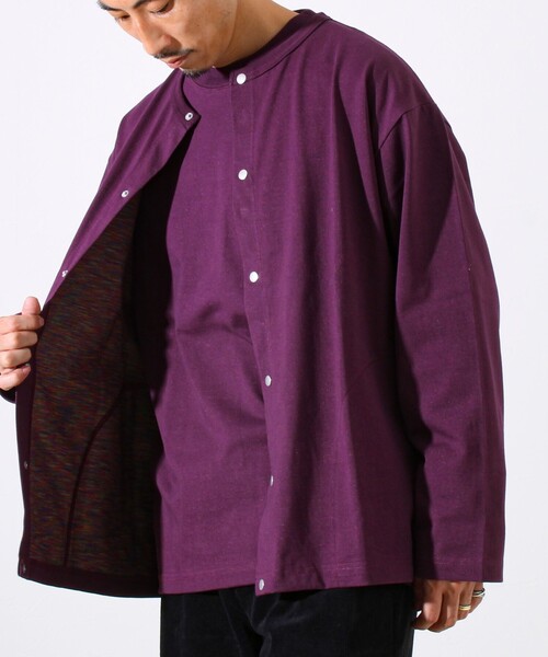 GLOSTER(グロスター)の「【春の人気作が復刻】【裏グラデーションシリーズ】天竺クルーカーディガン(カーディガン/ボレロ・メンズ・ホワイト/パープル/ブラック・S/M/L)」の6枚目の写真