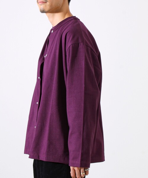 GLOSTER(グロスター)の「【春の人気作が復刻】【裏グラデーションシリーズ】天竺クルーカーディガン(カーディガン/ボレロ・メンズ・ホワイト/パープル/ブラック・S/M/L)」の7枚目の写真