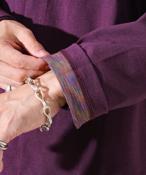 GLOSTER(グロスター)の「【春の人気作が復刻】【裏グラデーションシリーズ】天竺クルーカーディガン(カーディガン/ボレロ・メンズ・ホワイト/パープル/ブラック・S/M/L)」の14枚目の写真