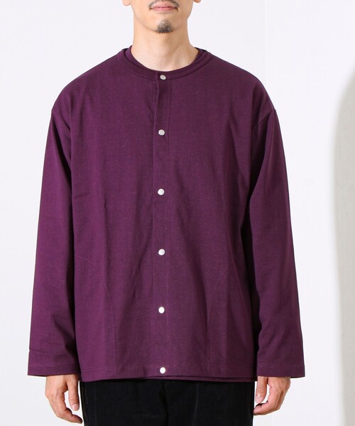 GLOSTER(グロスター)の「【春の人気作が復刻】【裏グラデーションシリーズ】天竺クルーカーディガン(カーディガン/ボレロ・メンズ・ホワイト/パープル/ブラック・S/M/L)」の18枚目の写真