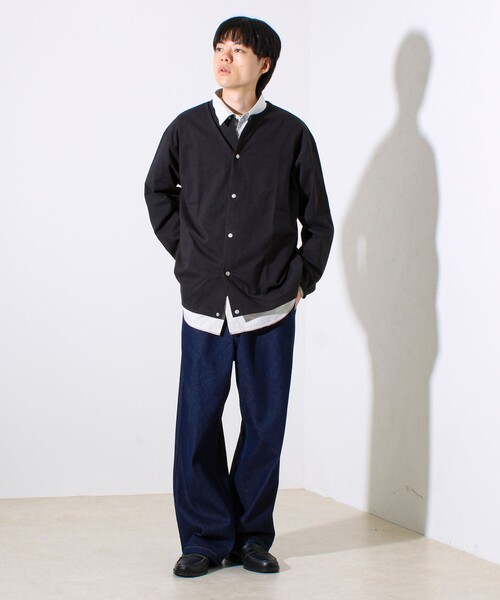 GLOSTER(グロスター)の「【春の人気作が復刻】【裏グラデーションシリーズ】天竺クルーカーディガン(カーディガン/ボレロ・メンズ・ホワイト/パープル/ブラック・S/M/L)」の19枚目の写真