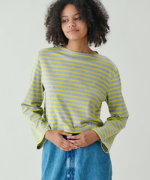 ORCIVAL（オーシバル）の「ORCIVAL | コットンジャージー ボートネック長袖Tシャツ WOMEN（Tシャツ/カットソー・レディース・グレー系その他2/イエロー系その他・1）」の3枚目の写真