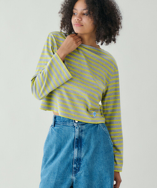 ORCIVAL（オーシバル）の「ORCIVAL | コットンジャージー ボートネック長袖Tシャツ WOMEN（Tシャツ/カットソー・レディース・グレー系その他2/イエロー系その他・1）」の4枚目の写真