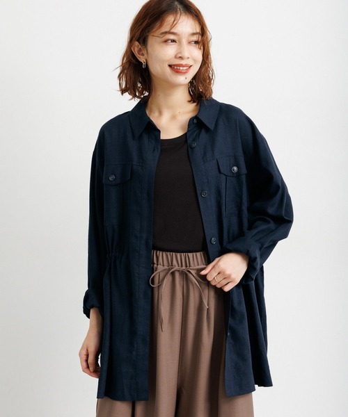 studio CLIP（スタディオクリップ）の「ウエストドロストシャツジャケット（その他アウター・レディース・カーキ/ネイビー/ベージュ・FREE）」の3枚目の写真