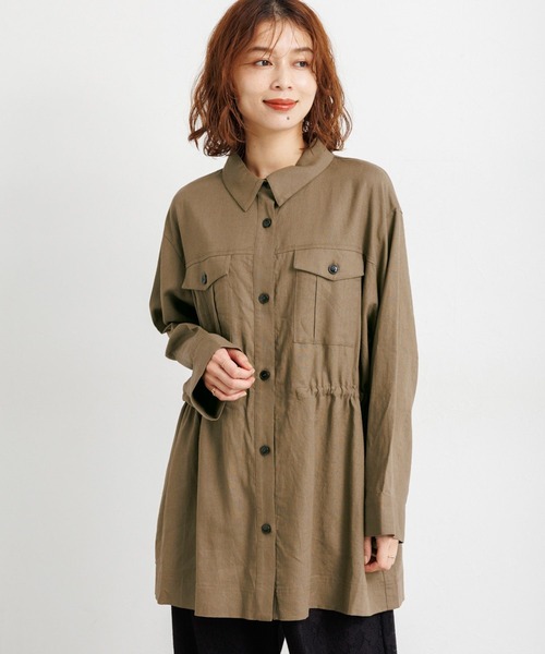 studio CLIP（スタディオクリップ）の「ウエストドロストシャツジャケット（その他アウター・レディース・カーキ/ネイビー/ベージュ・FREE）」の2枚目の写真