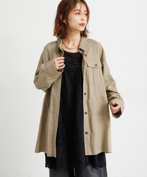 studio CLIP（スタディオクリップ）の「ウエストドロストシャツジャケット（その他アウター・レディース・カーキ/ネイビー/ベージュ・FREE）」の6枚目の写真