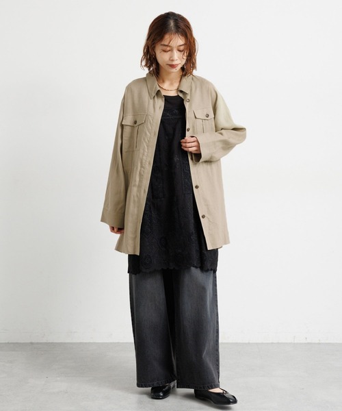studio CLIP（スタディオクリップ）の「ウエストドロストシャツジャケット（その他アウター・レディース・カーキ/ネイビー/ベージュ・FREE）」の7枚目の写真
