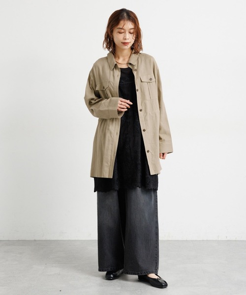 studio CLIP（スタディオクリップ）の「ウエストドロストシャツジャケット（その他アウター・レディース・カーキ/ネイビー/ベージュ・FREE）」の8枚目の写真