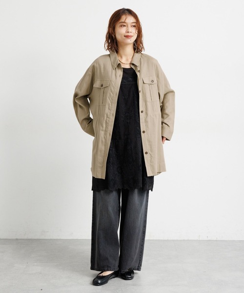 studio CLIP（スタディオクリップ）の「ウエストドロストシャツジャケット（その他アウター・レディース・カーキ/ネイビー/ベージュ・FREE）」の9枚目の写真