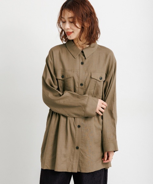 studio CLIP（スタディオクリップ）の「ウエストドロストシャツジャケット（その他アウター・レディース・カーキ/ネイビー/ベージュ・FREE）」の12枚目の写真