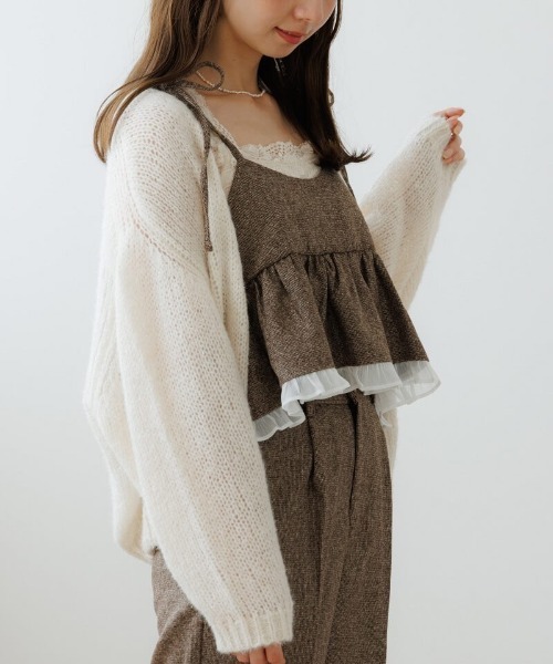 flower（フラワー）の「フォギーニットカーディガン（カーディガン/ボレロ・レディース・ホワイト/ピンク・FREE）」の2枚目の写真