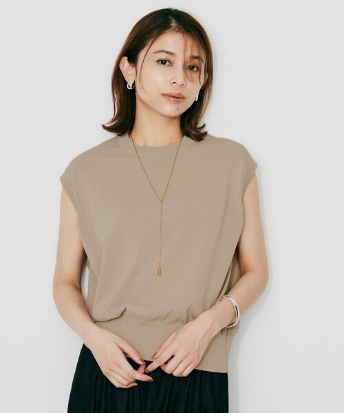 UNTITLED(アンタイトル)の「【TRADITIONAL WEATHERWEAR】AWRE(アウェア)ニットトップス(Tシャツ/カットソー・レディース・ベージュ/ブラック・02)」の2枚目の写真