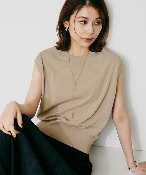 UNTITLED(アンタイトル)の「【TRADITIONAL WEATHERWEAR】AWRE(アウェア)ニットトップス(Tシャツ/カットソー・レディース・ベージュ/ブラック・02)」の14枚目の写真