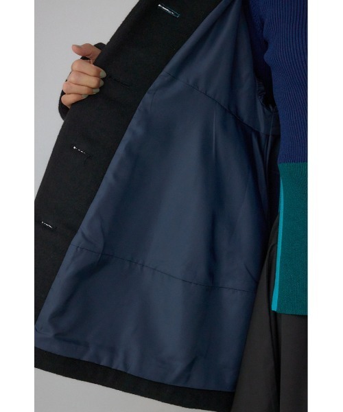 セール】【PLUS】ボリュームスリーブペプラムコート（ステンカラー